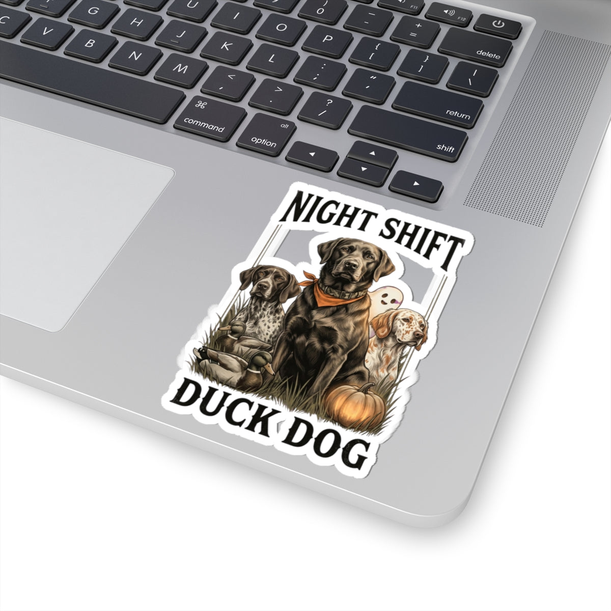 Night Shift Duck Dog Sticker | Spooky Hunting, Fall Pumpkin
