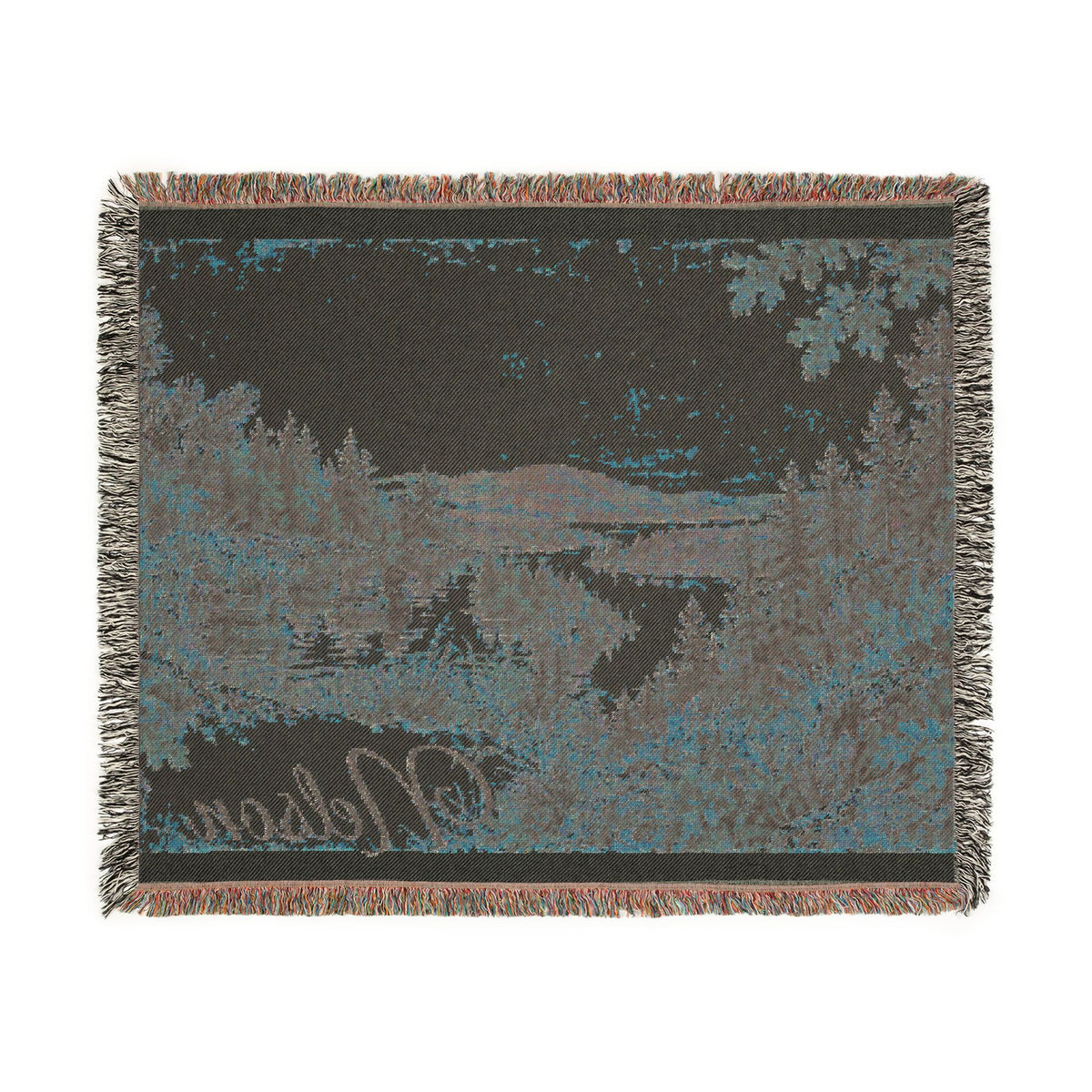 Mohican River Scenic Woven Blanket — Rustic Lake Landscape Throw