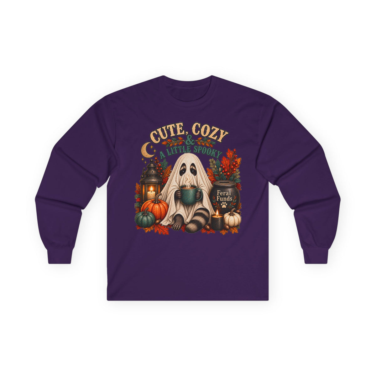 Cozy Ghost Fall Long Sleeve Shirt | Pumpkin Halloween Long Sleeve Tee