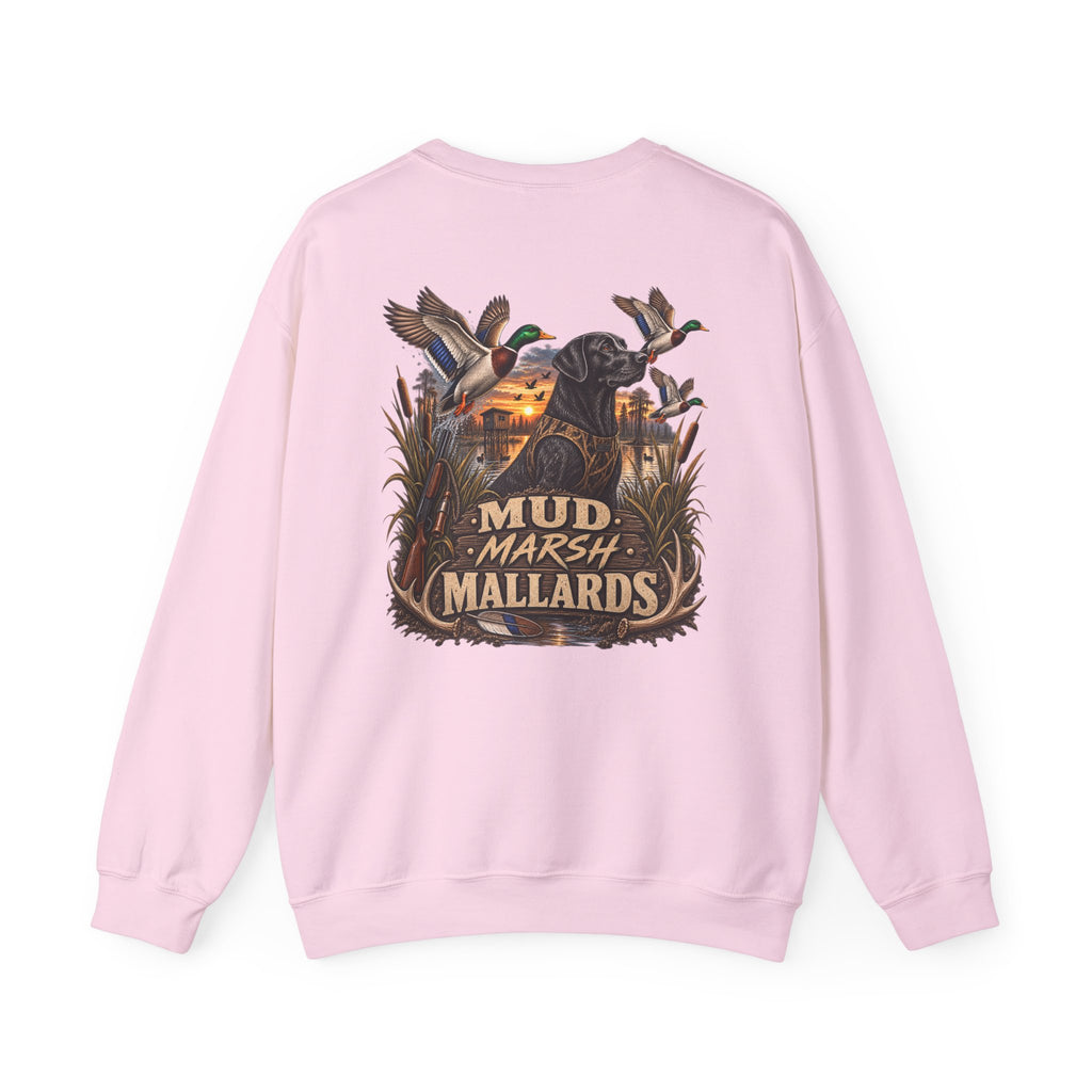 Mallard Duck Crewneck Sweatshirt — "Mud Marsh Mallards" Waterfowl Hunting Pullover
