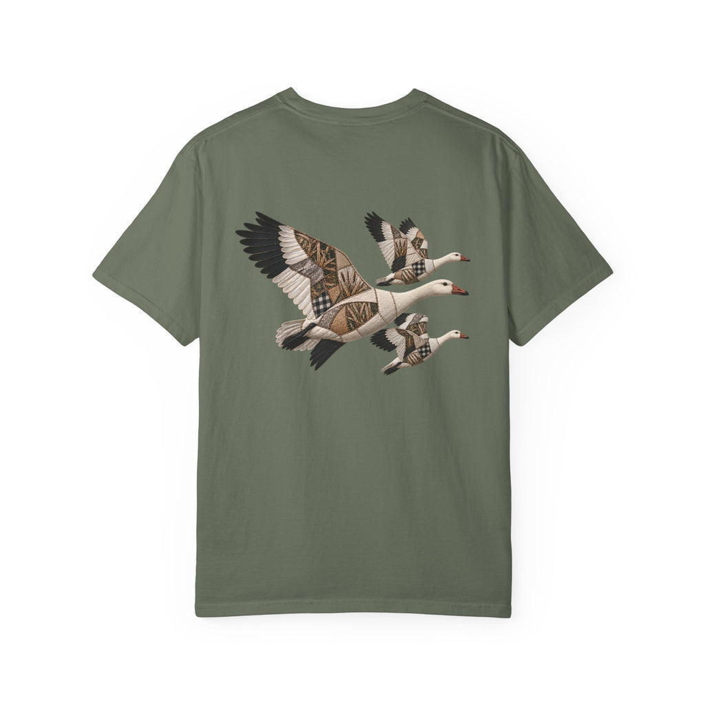 Faux Patchwork Snow Goose Shirt, Snow Geese Hunting T-Shirt, Arkansas Waterfowl Hunter Gift