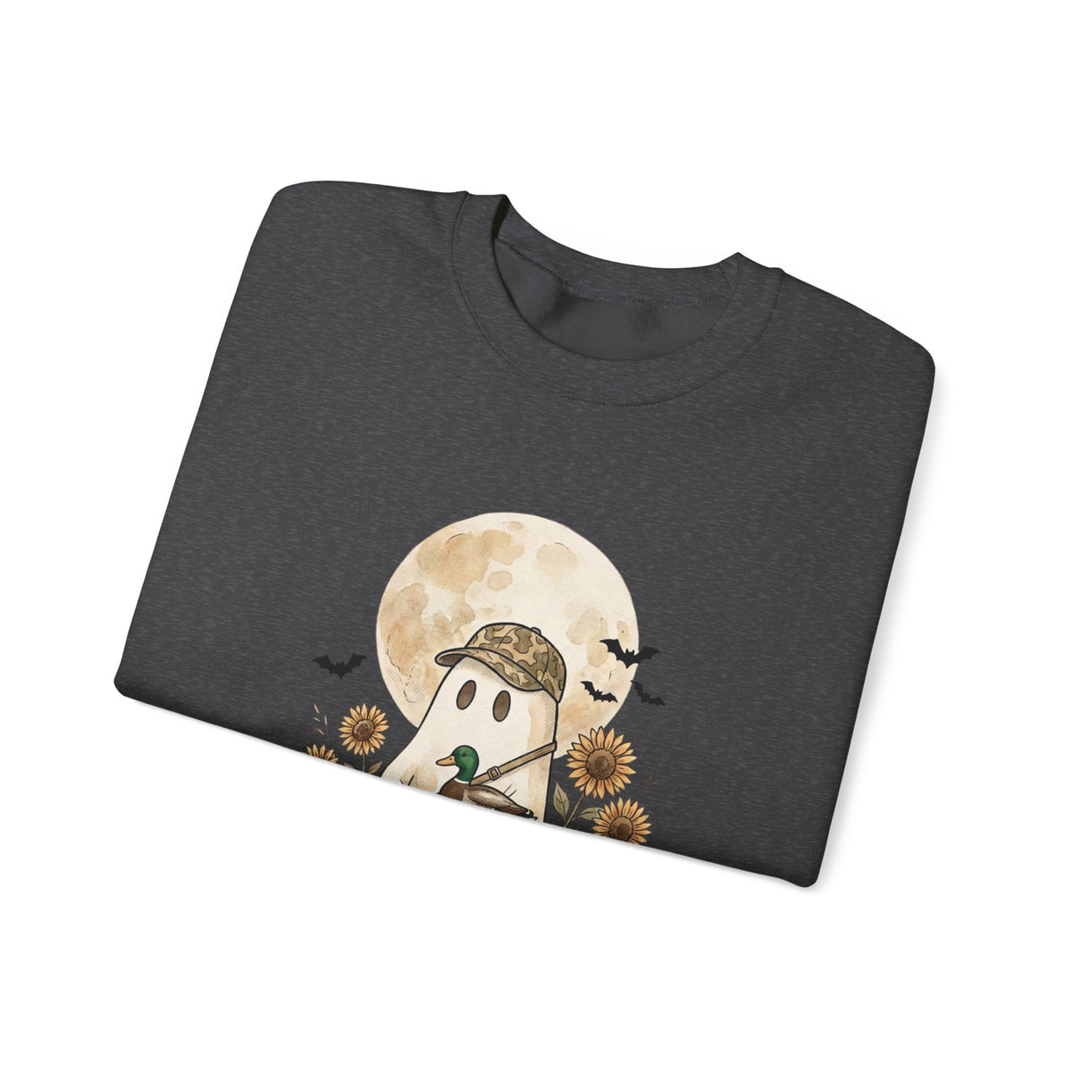 Ghost Hunter Illustration Sweatshirt | Spooky Hunting, Autumn Pumpkin Moon