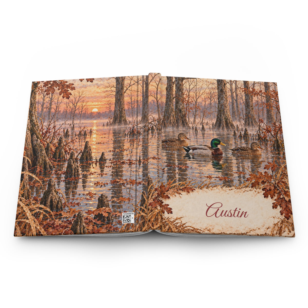 Autumn Duck Pond Hardcover Journal — Personalized Lined Notebook