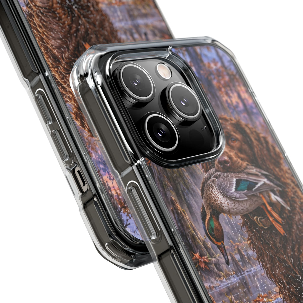 Clear Magnetic Phone Case — Boykin spaniel with Duck swamp