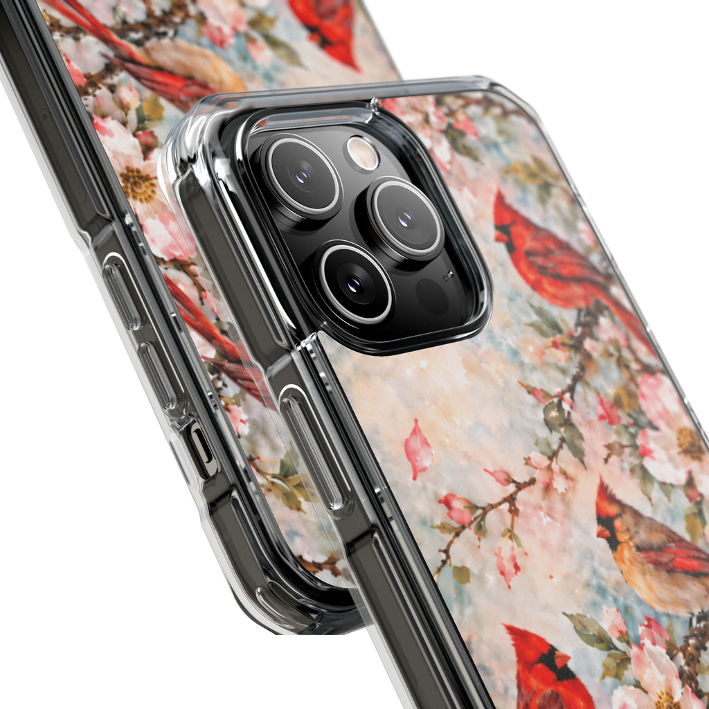 Clear Magnetic Phone Case — Cardinal Flock Scene