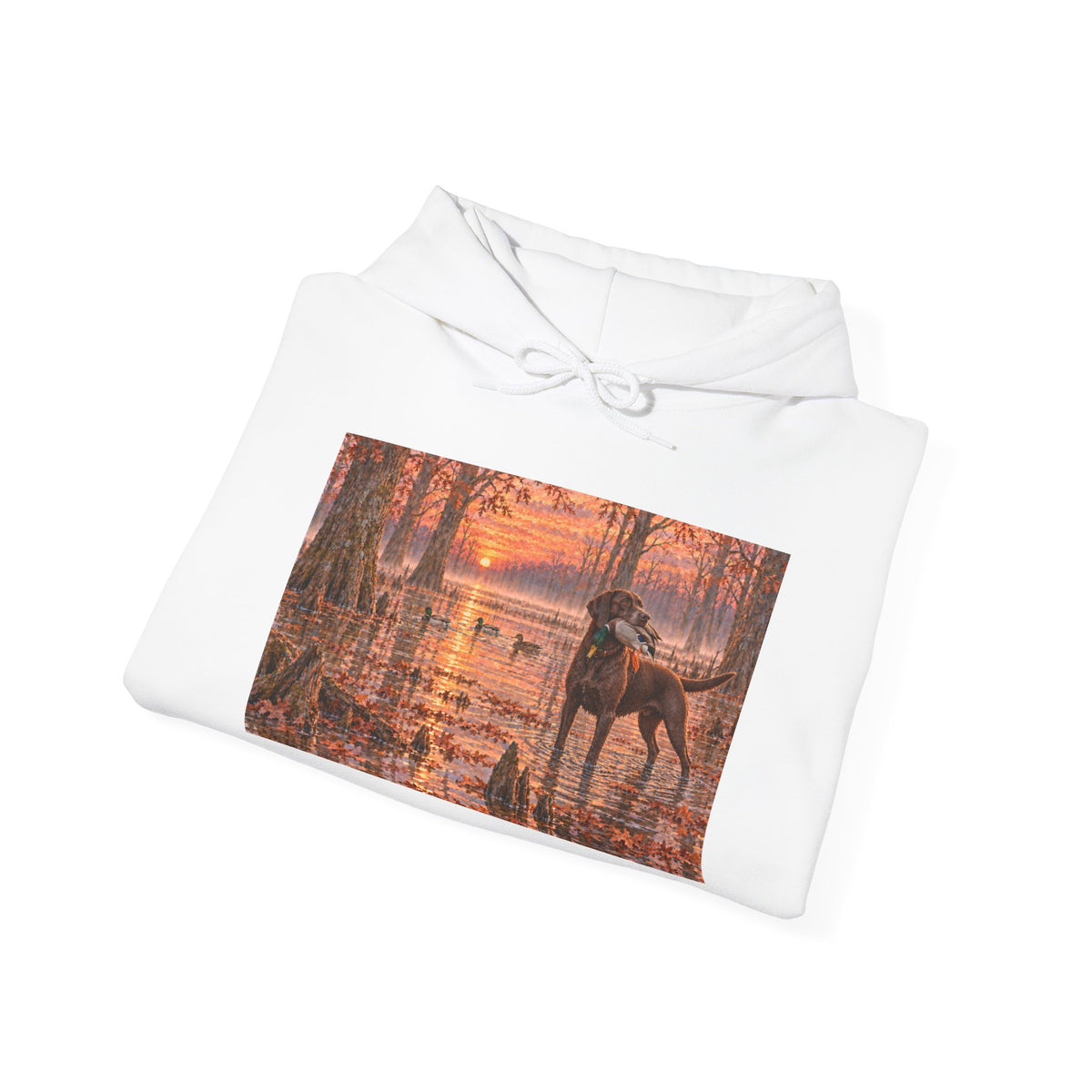 Autumn Hunting Dog Forest Hoodie — Scenic Fall Wildlife Sweatshirt