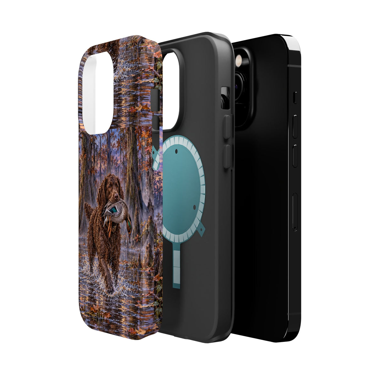 Clear Magnetic Phone Case — Boykin spaniel with Duck swamp