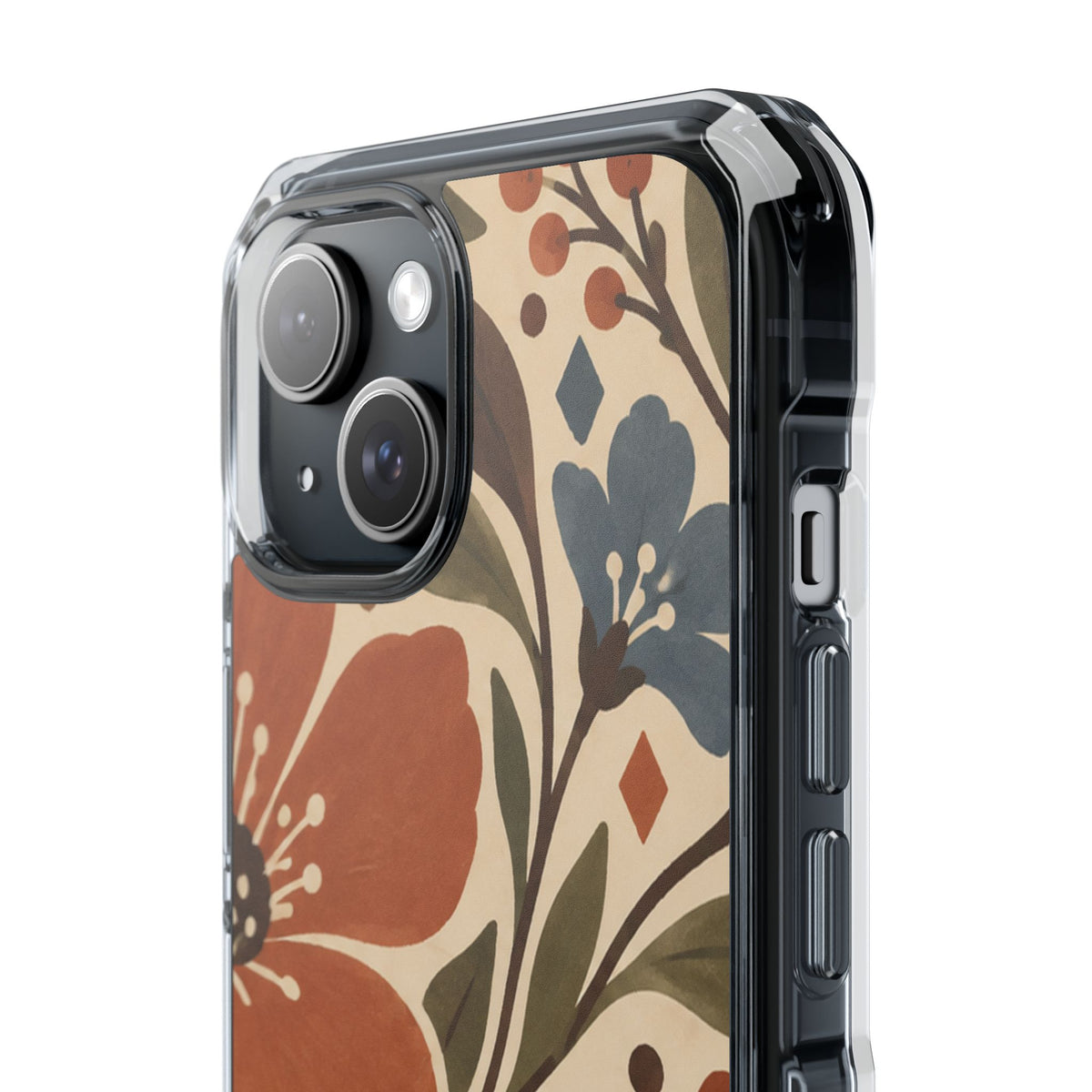 Clear Magnetic Phone Case Floral Patterns Protective Cover