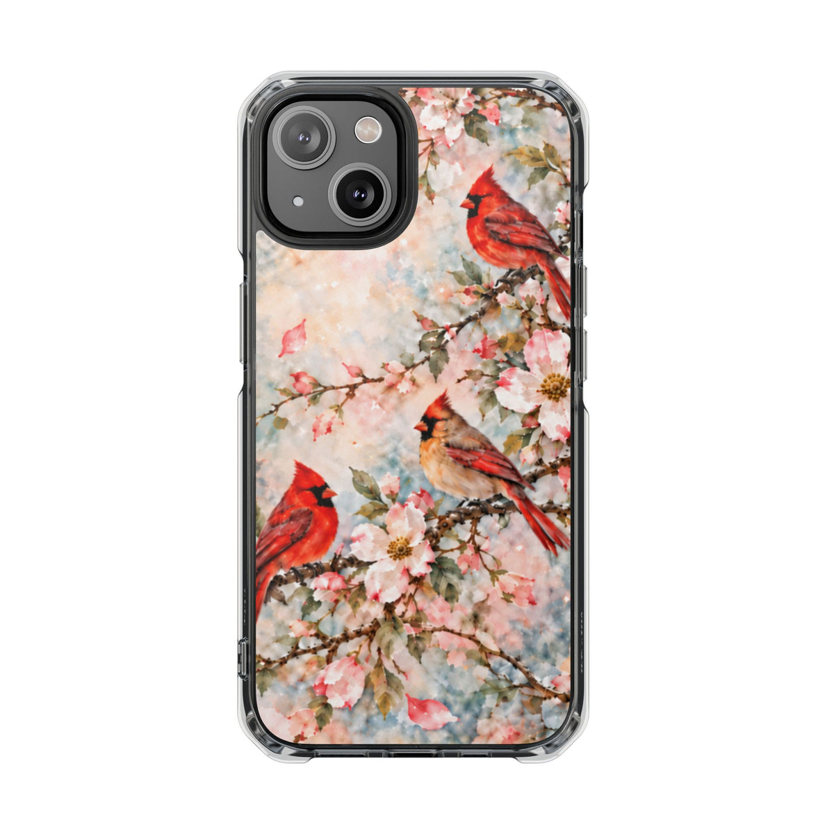 Clear Magnetic Phone Case — Cardinal Flock Scene