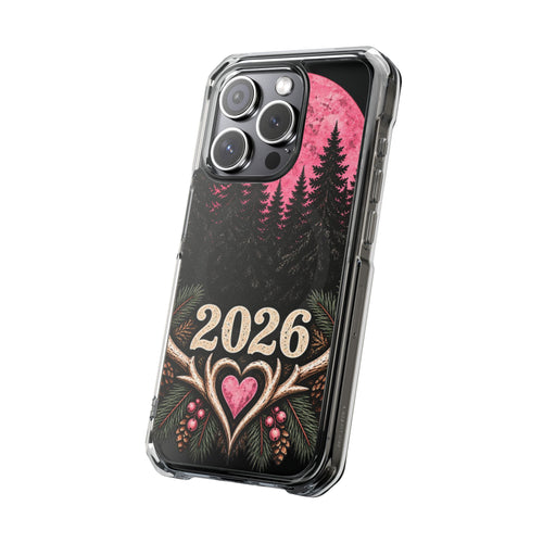 2026 Pink Moon Forest Phone Case — Clear Magnetic Protective Cover