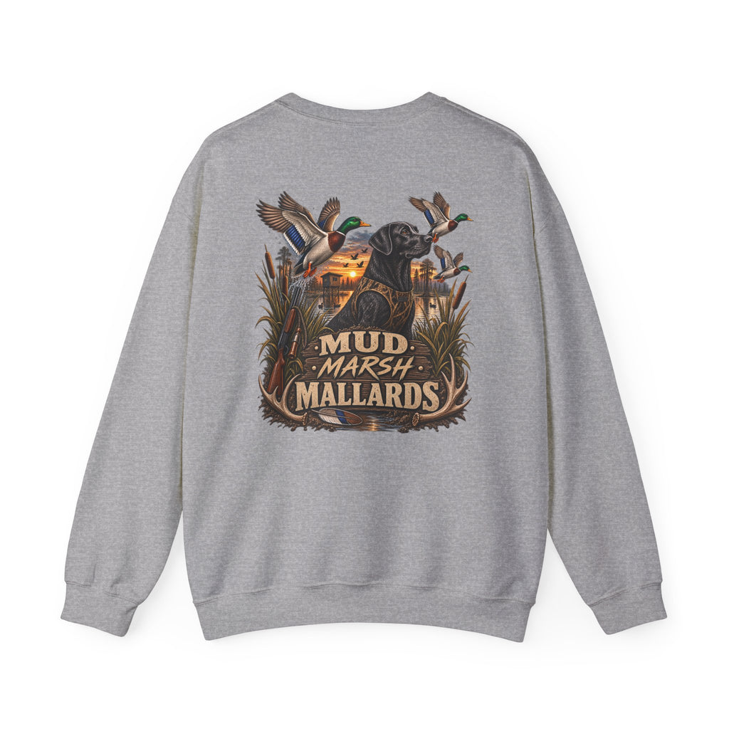Mallard Duck Crewneck Sweatshirt — "Mud Marsh Mallards" Waterfowl Hunting Pullover