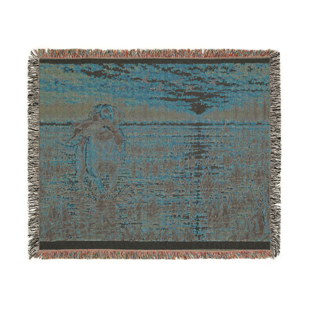 Duck Marsh Woven Blanket — Scenic Woodland Duck Hunting Throw with Lab