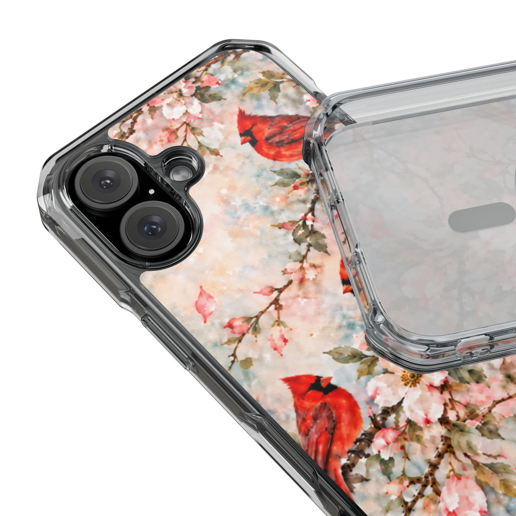 Clear Magnetic Phone Case — Cardinal Flock Scene