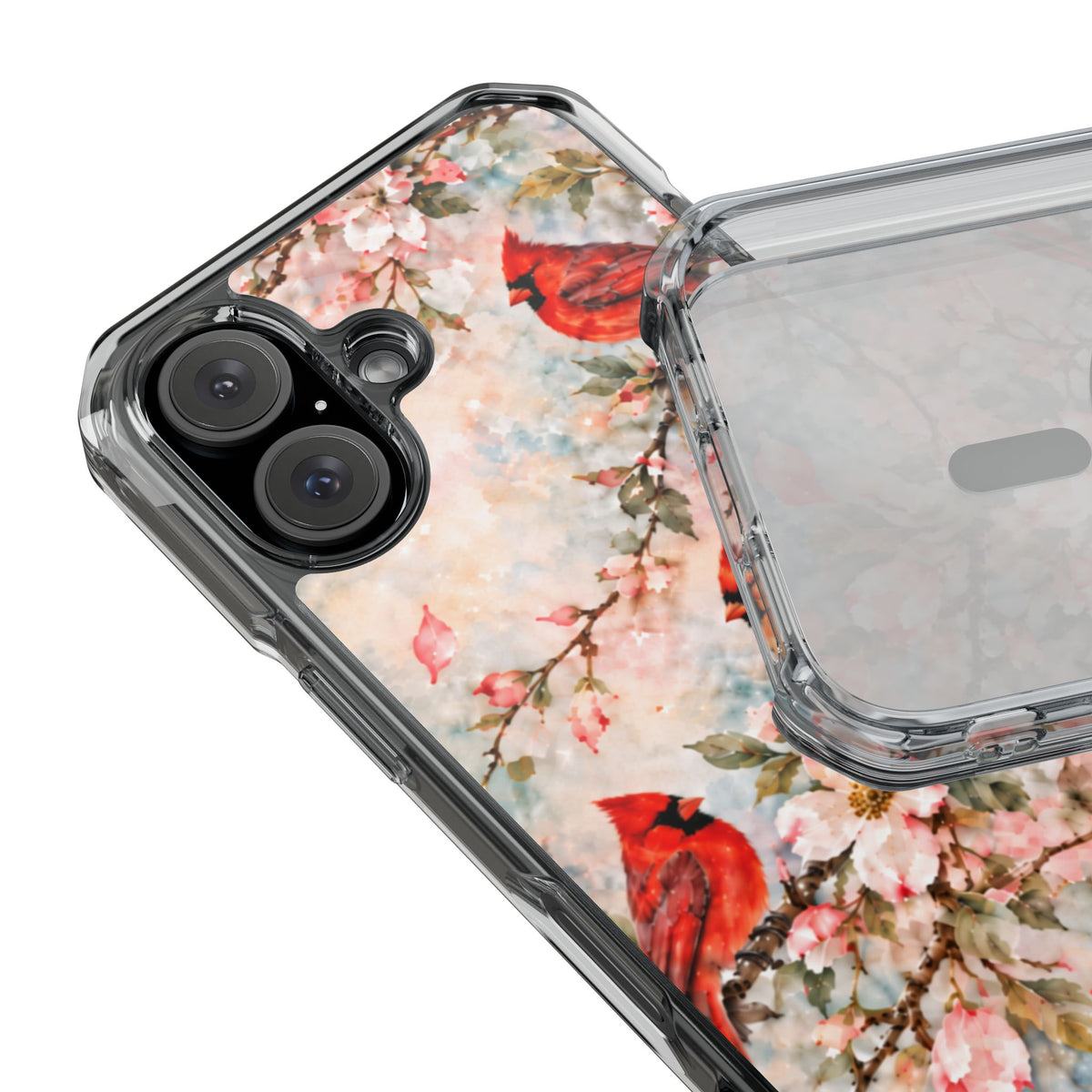Clear Magnetic Phone Case — Cardinal Flock Scene