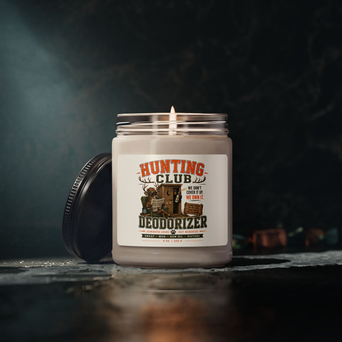 Hunting Club Scented Soy Candle — 'Deodorizer' 9oz (Outdoor & Man Cave Gift)