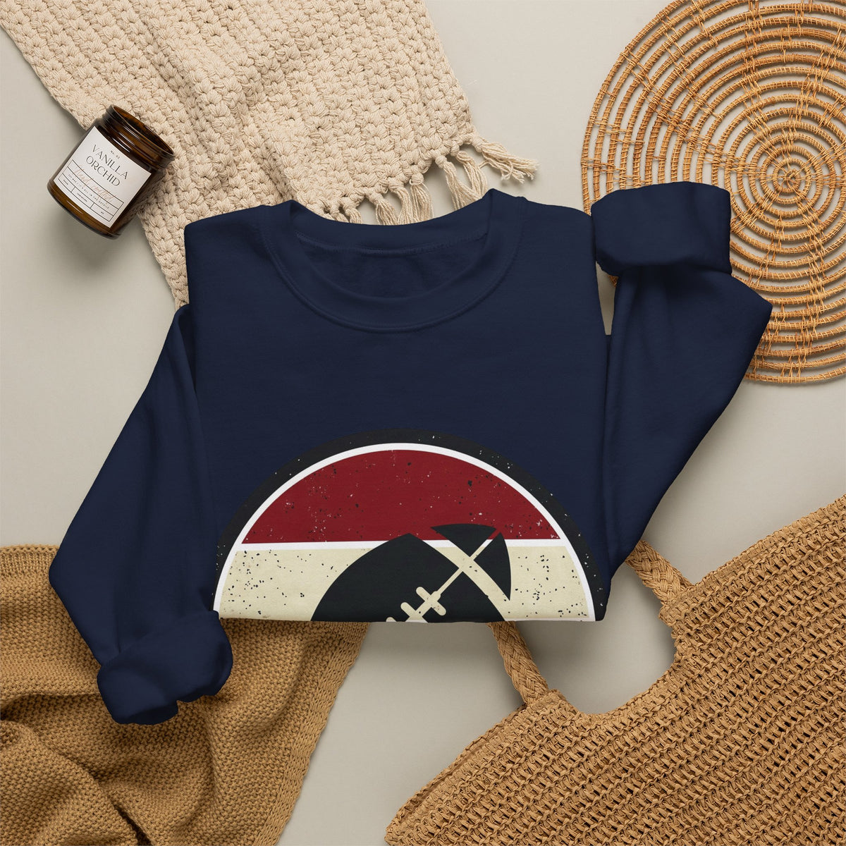 Retro Football Season Crewneck Sweatshirt | Vintage Stripe Football Logo