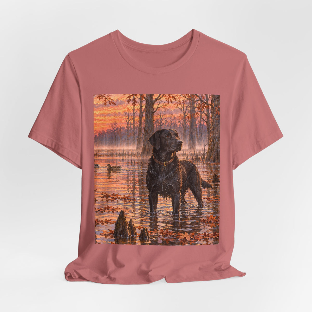 Sunset Bay Labrador Tee — Black Lab Dog Sunset Shirt