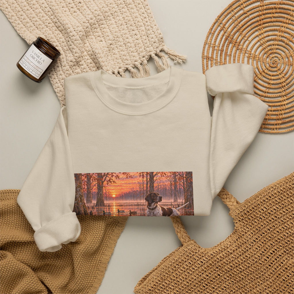 Sweatshirt — English Pointer Sunset Marsh Crewneck