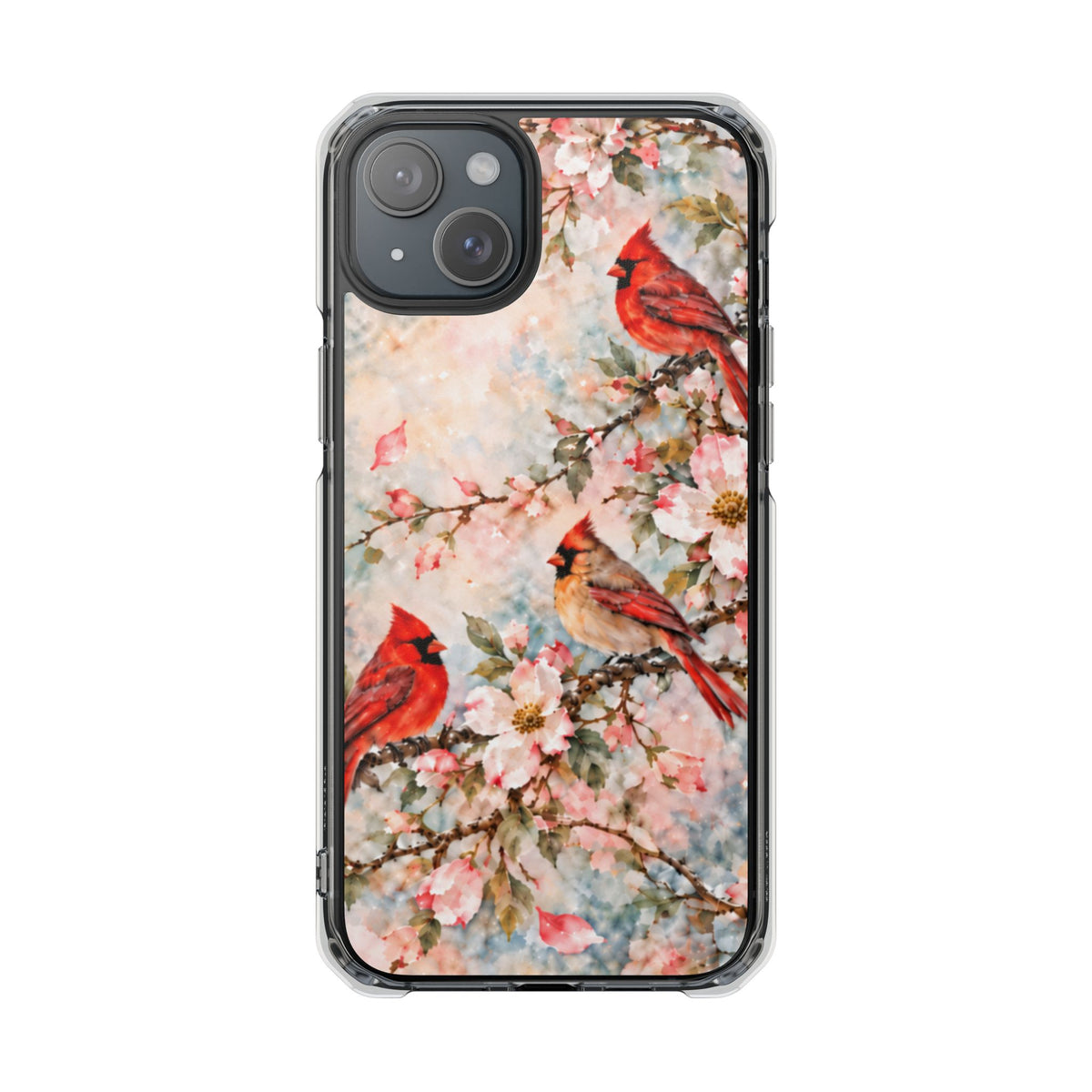 Clear Magnetic Phone Case — Cardinal Flock Scene