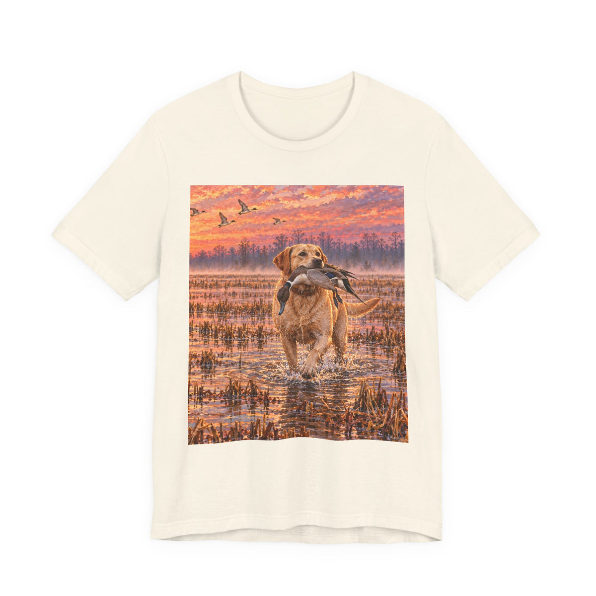 Sunset Retriever T-Shirt — Golden Retriever Sunset Scene Tee