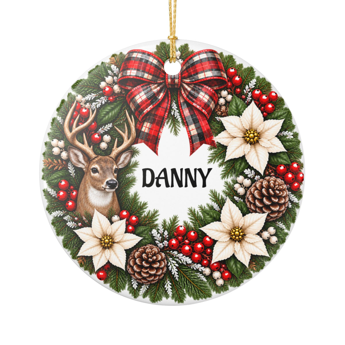 Personalized Red Truck Christmas Ornament, Vintage Pickup Holiday Wreath Ornament, Custom Name Family Gift, Christmas Keepsake 2026