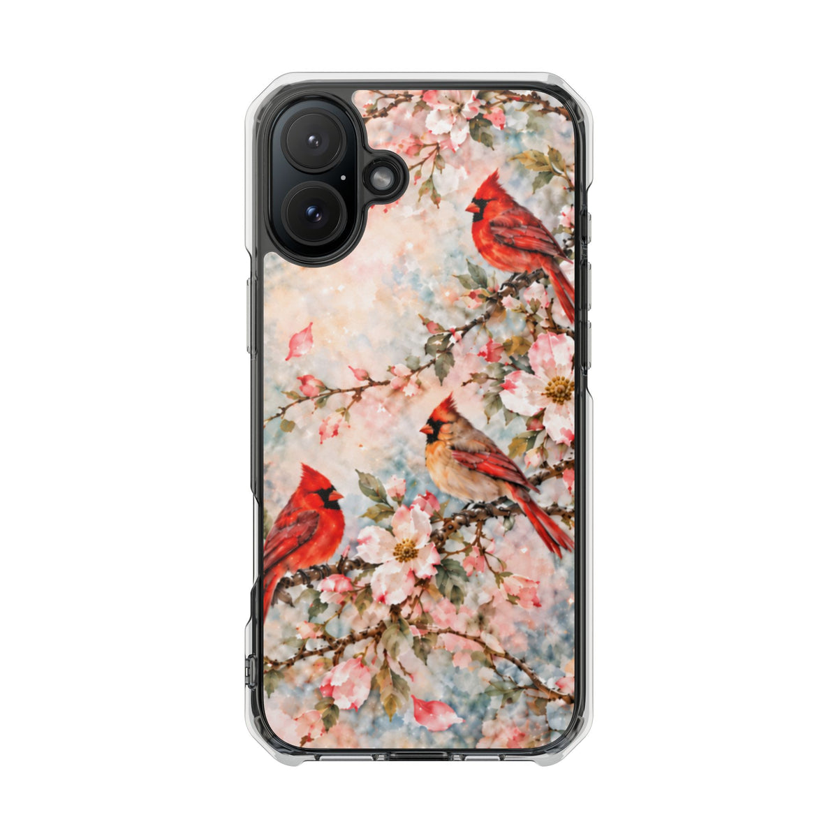 Clear Magnetic Phone Case — Cardinal Flock Scene
