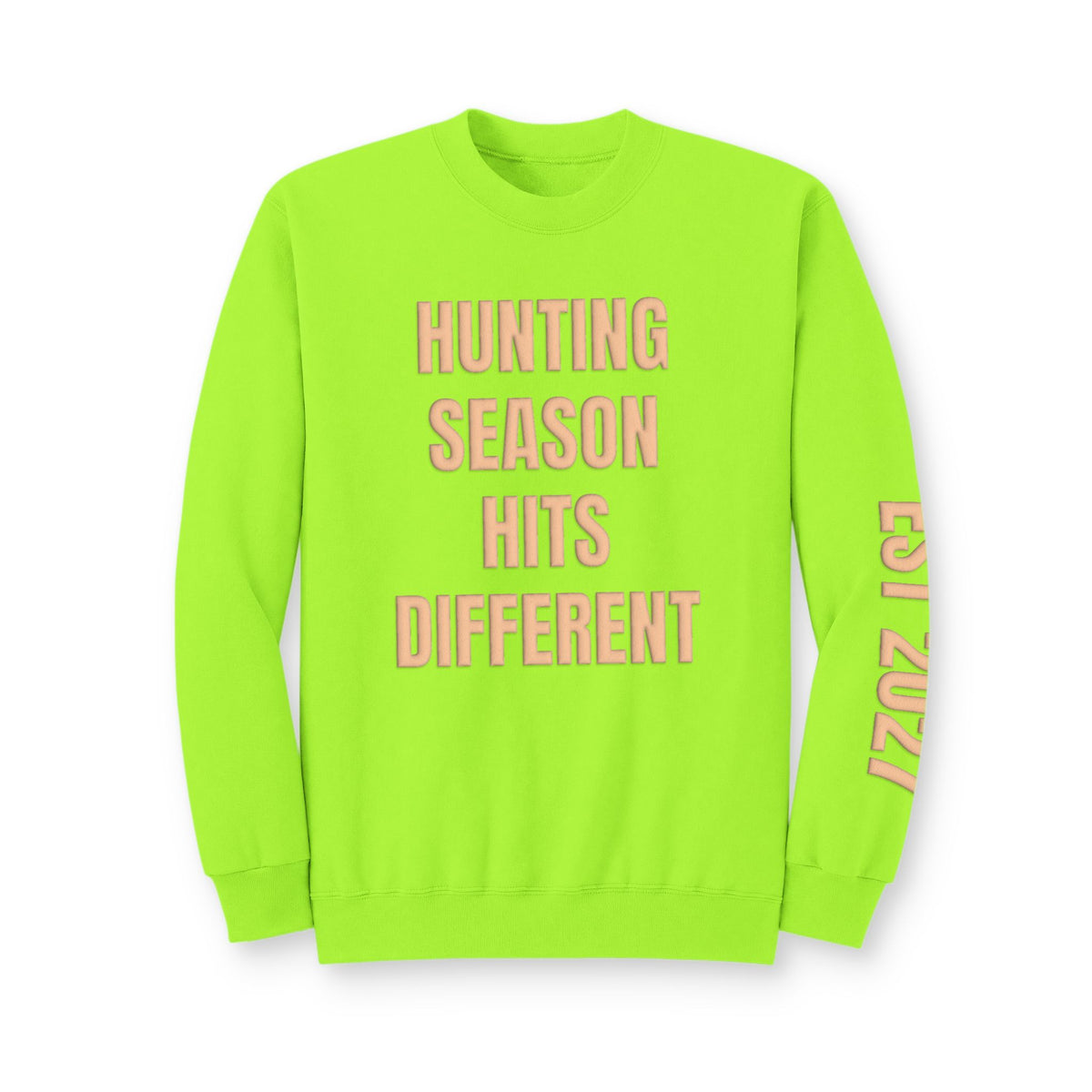 Personalized Hunting Mama Sweatshirt, Hunting Season Hits Different, Hunter Orange Puff Sweatshirt, Custom Hunting Mom Gift