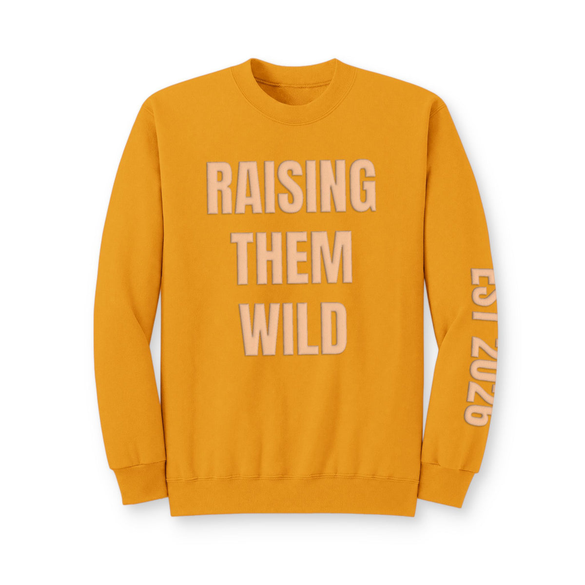Personalized Hunting Mama Sweatshirt, Raising Them Wild, Hunter Orange Puff Sweatshirt, Custom Hunting Mom Gift