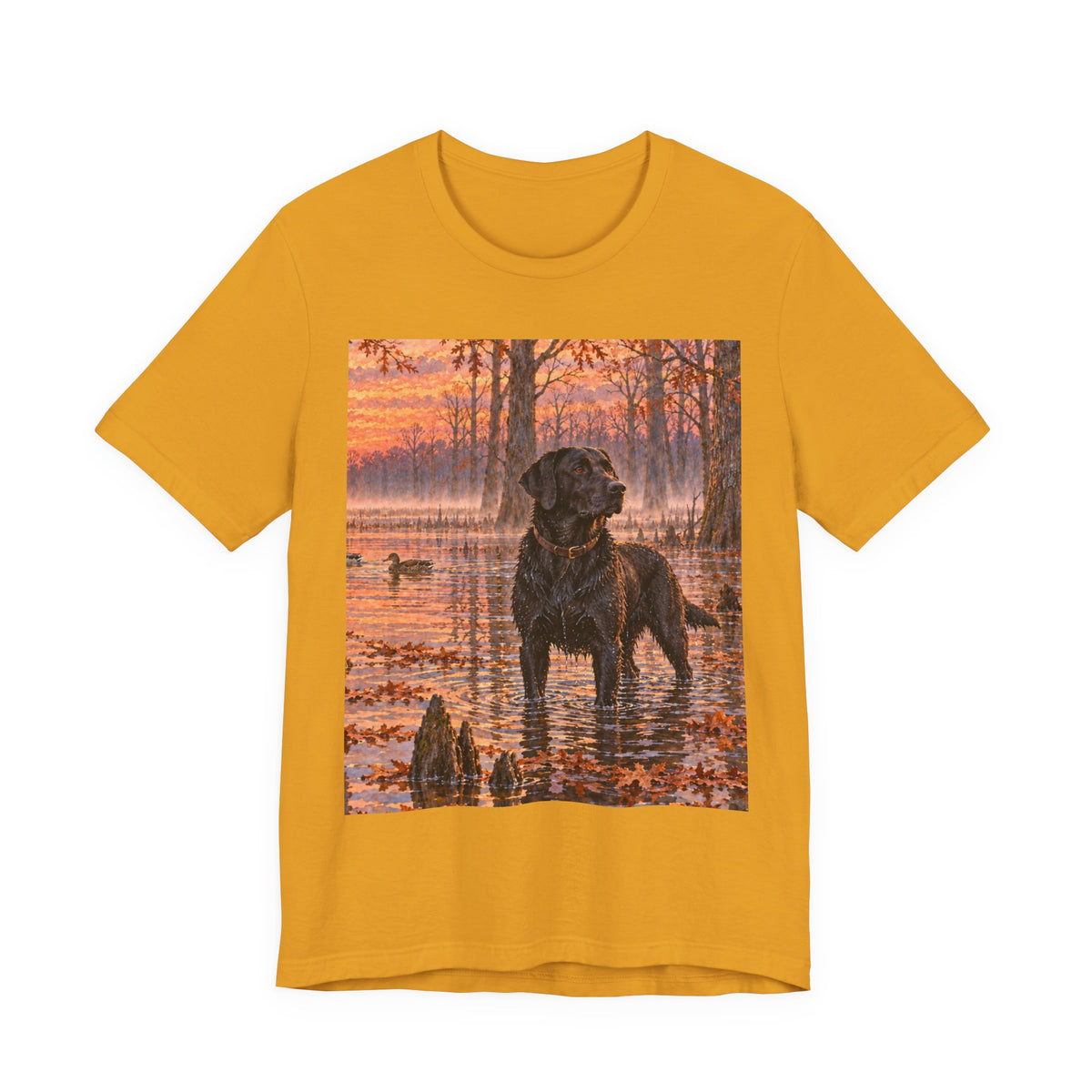 Sunset Bay Labrador Tee — Black Lab Dog Sunset Shirt