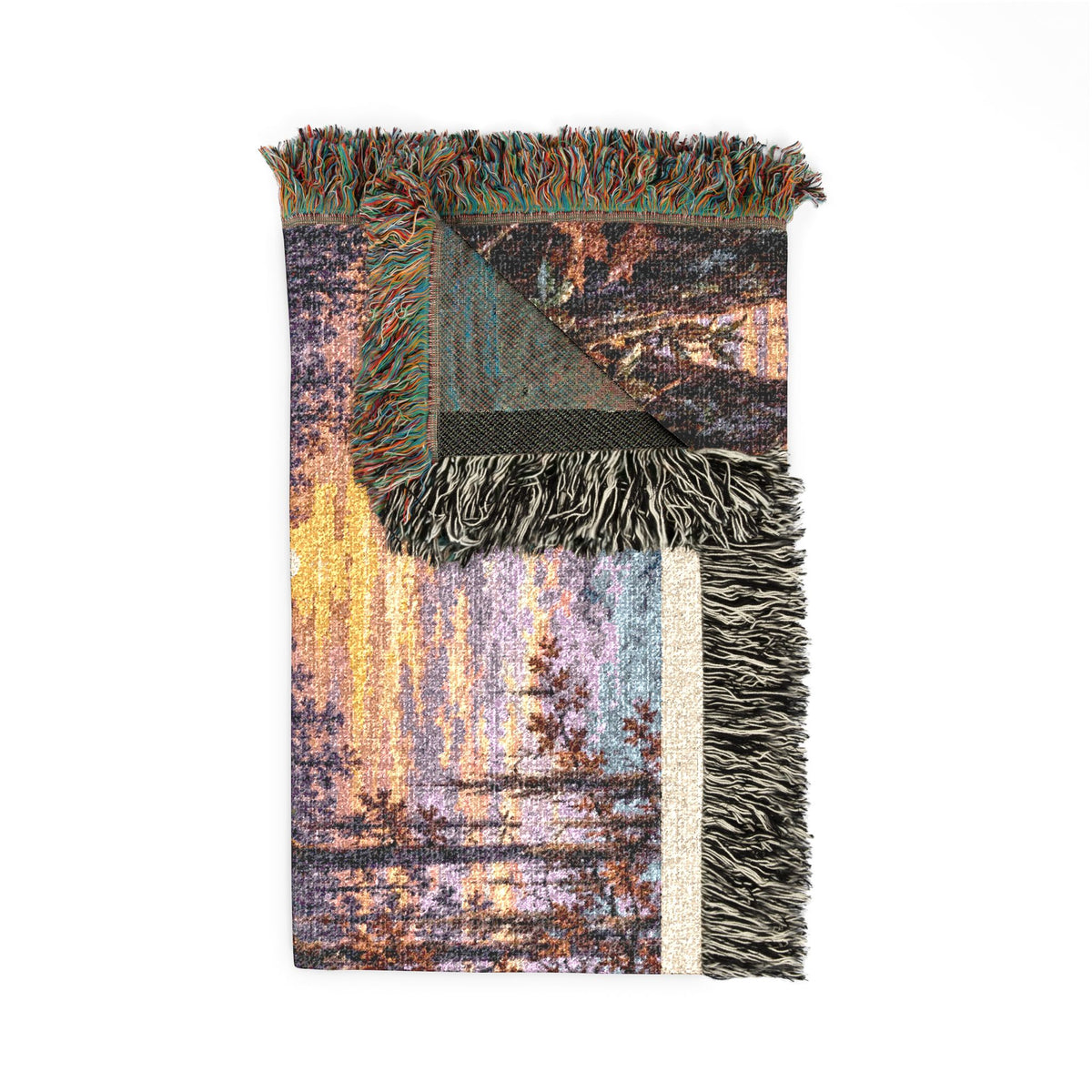 Mohican River Scenic Woven Blanket — Rustic Lake Boykin spaniel Landscape Throw