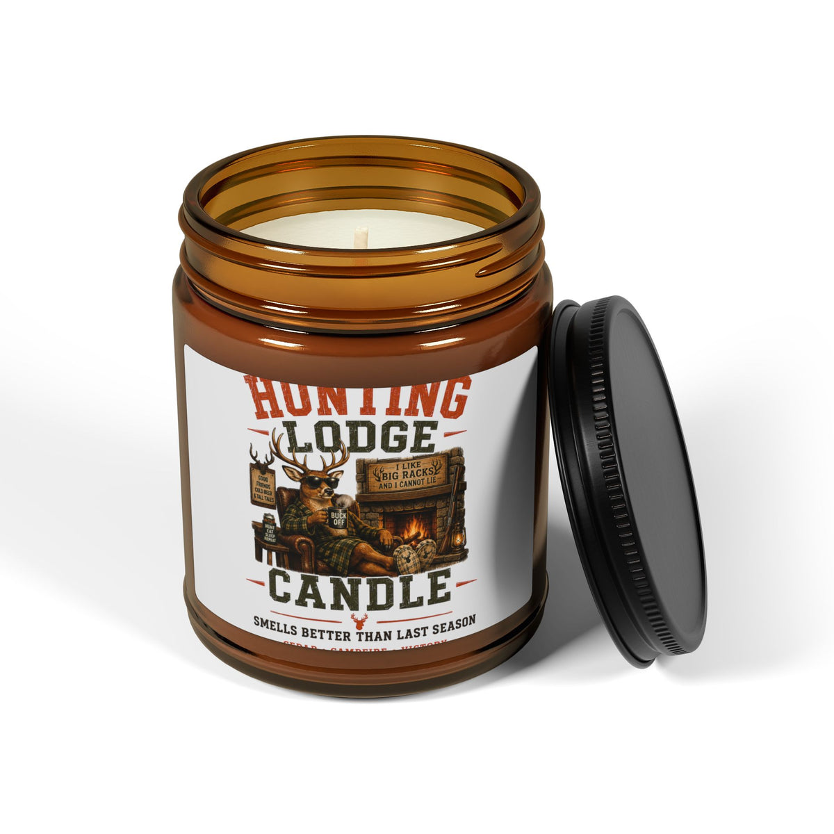 Hunting Lodge Soy Candle — Amber Jar Scented Candle (Multi-Size)