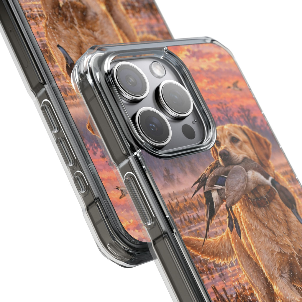 Clear Magnetic Phone Case — Lab with Duck swamp