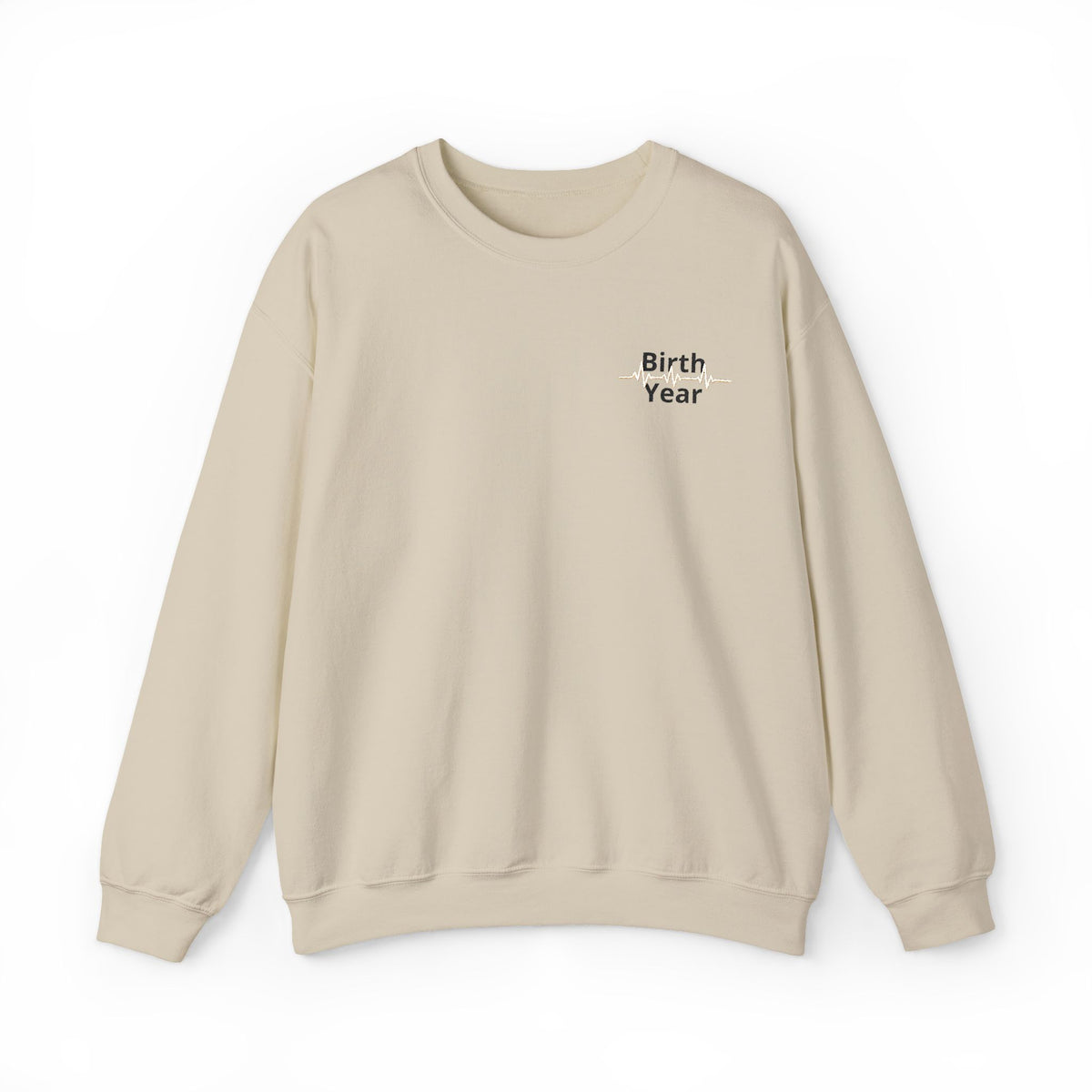 Birth Year Crewneck Sweatshirt — Personalized Vintage Heartbeat Design