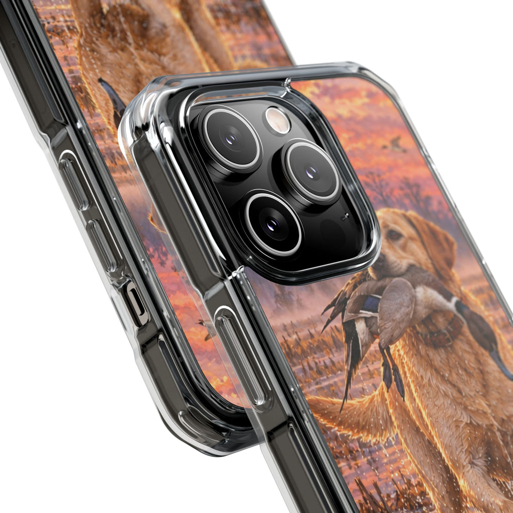 Clear Magnetic Phone Case — Lab with Duck swamp
