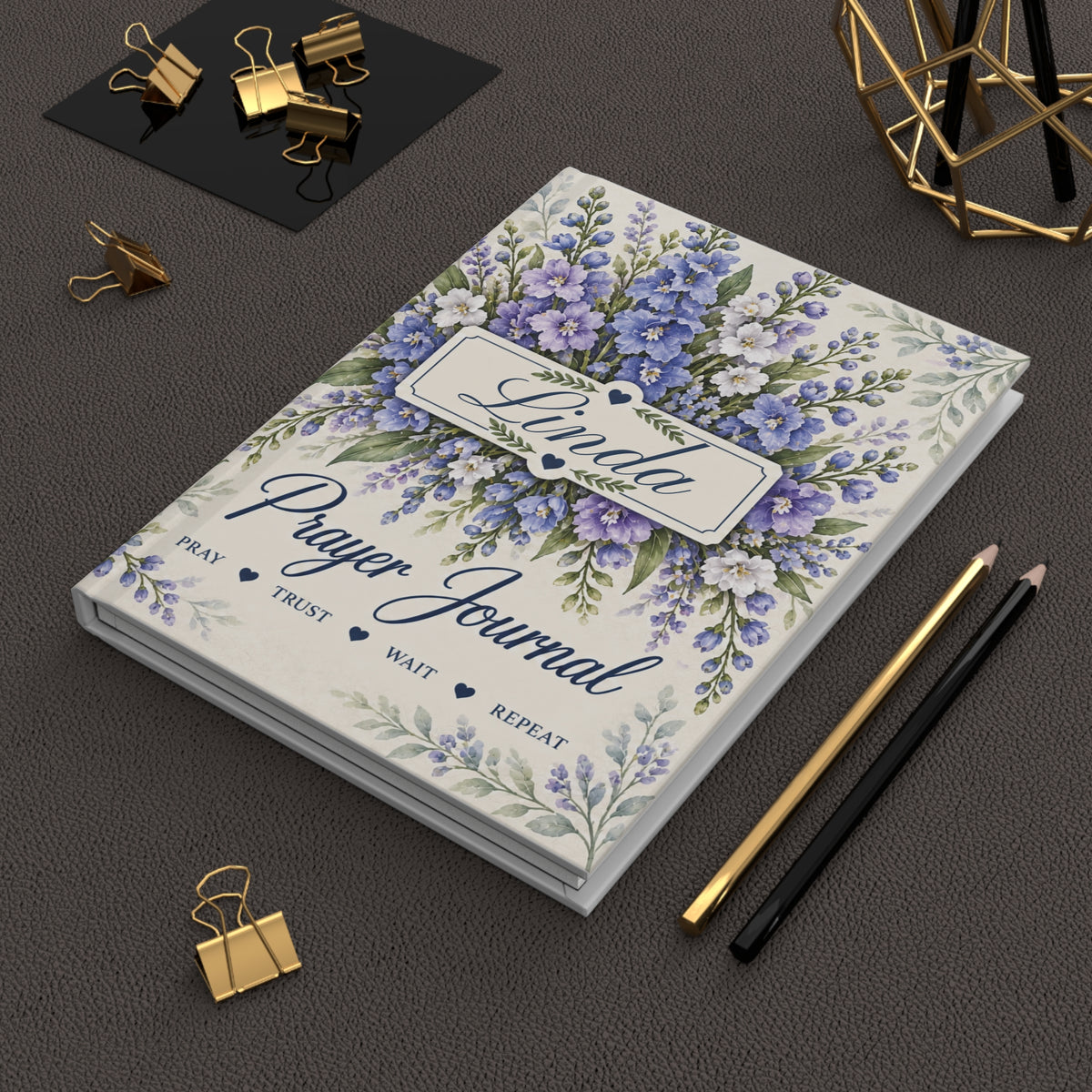 Personalized July Birth Flower Prayer Journal, Larkspur Christian Journal, Jeremiah 29:11 Notebook, Birthday Gift for Her, Faith Journal