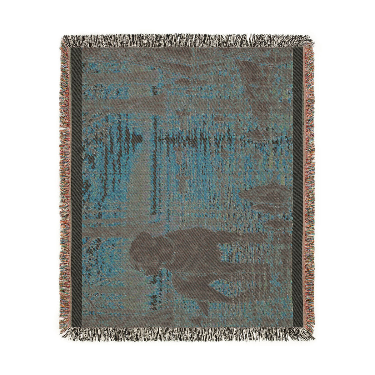 Labrador at Sunset Woven Blanket — Rustic Dog Lake Tapestry Throw