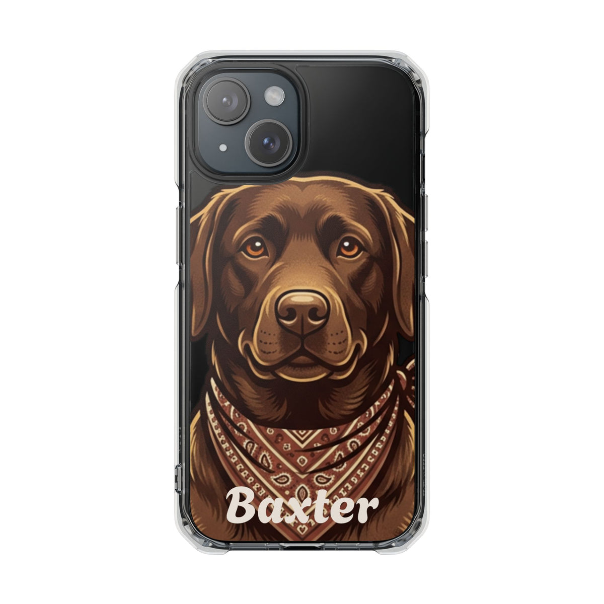 Clear Magnetic Phone Case — Chocolate Lab Dog Personalized