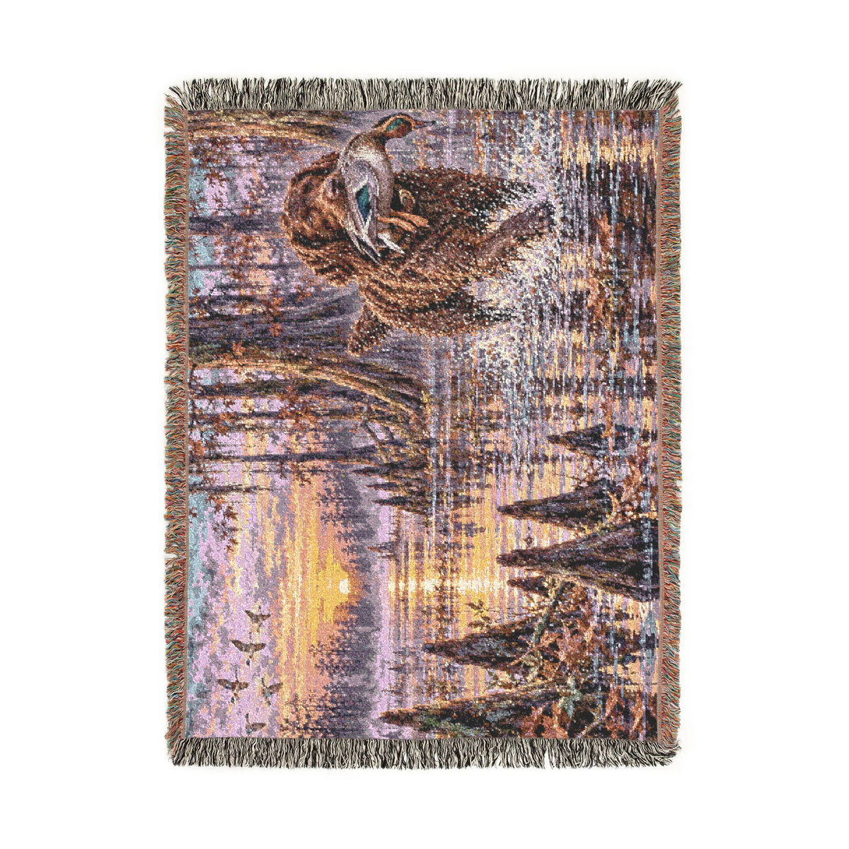 Mohican River Scenic Woven Blanket — Rustic Lake Boykin spaniel Landscape Throw