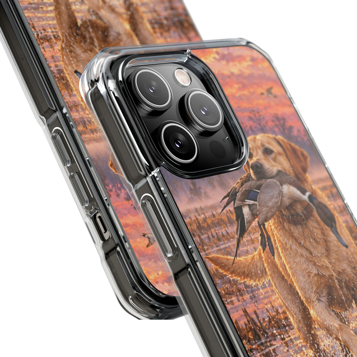 Clear Magnetic Phone Case — Lab in swamp with duck