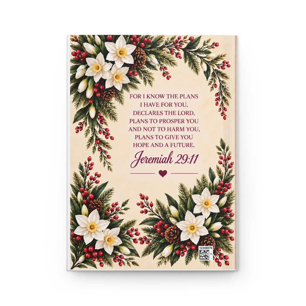 Personalized December Birth Flower Prayer Journal, Narcissus Christian Notebook, Jeremiah 29:11 Bible Verse Gift for Her