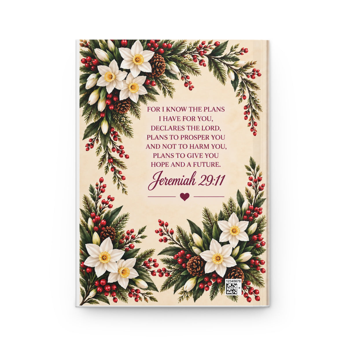 Personalized December Birth Flower Prayer Journal, Narcissus Christian Notebook, Jeremiah 29:11 Bible Verse Gift for Her