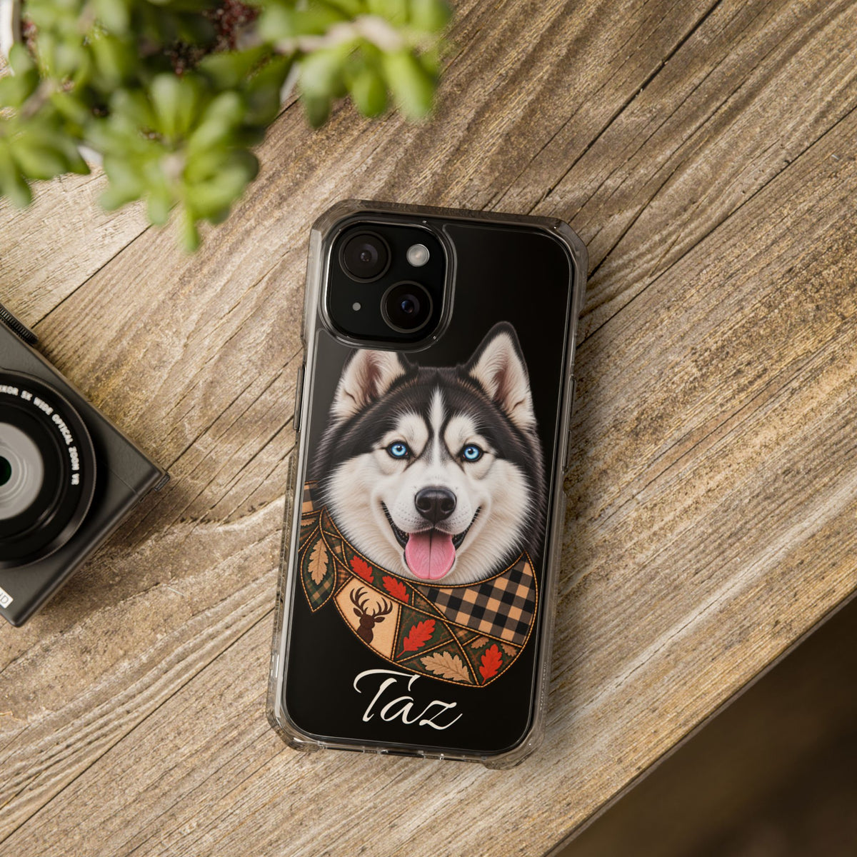 Clear Magnetic Phone Case — Huskey Dog Personalized