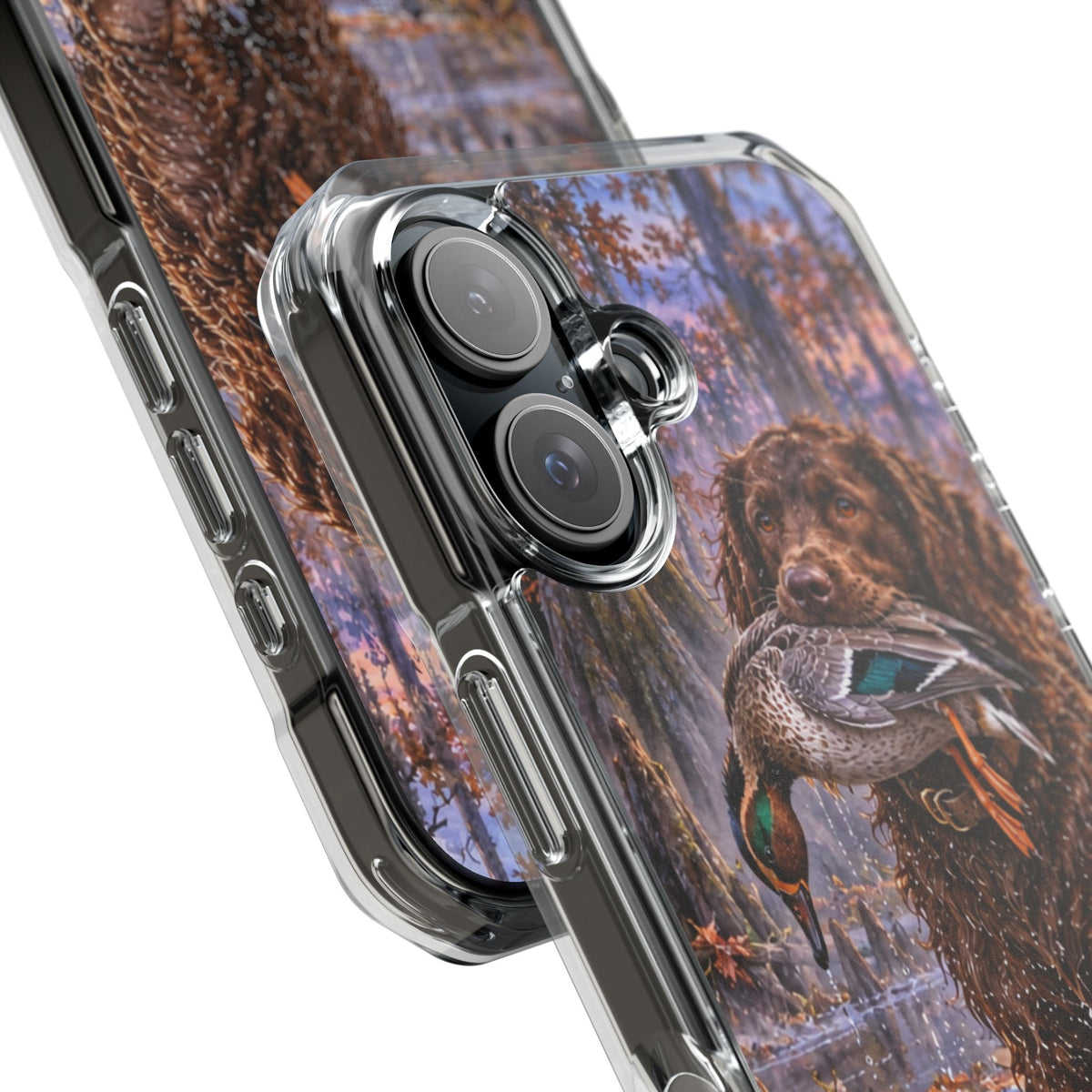 Clear Magnetic Phone Case — Boykin spaniel with Duck swamp