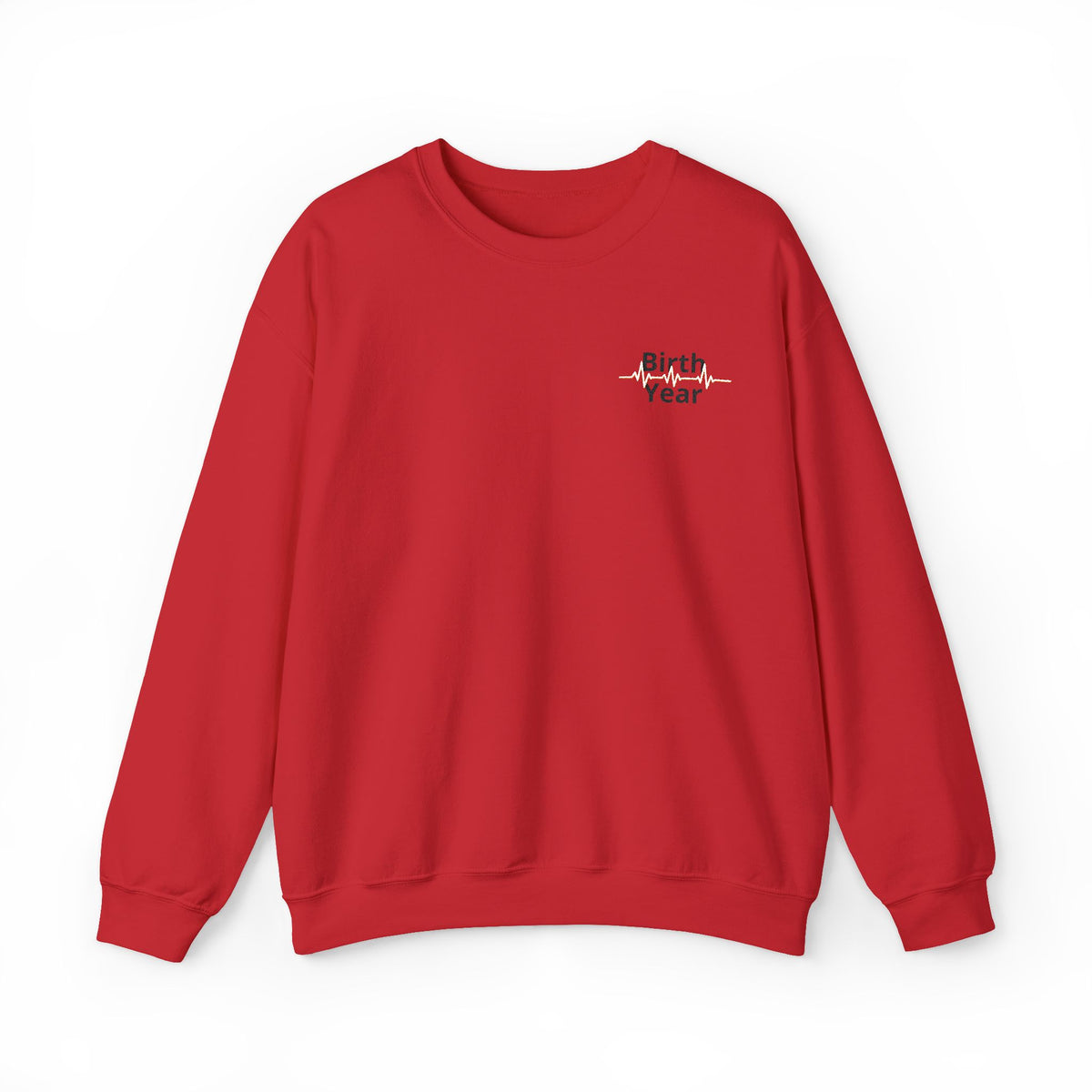 Birth Year Crewneck Sweatshirt — Personalized Vintage Heartbeat Design