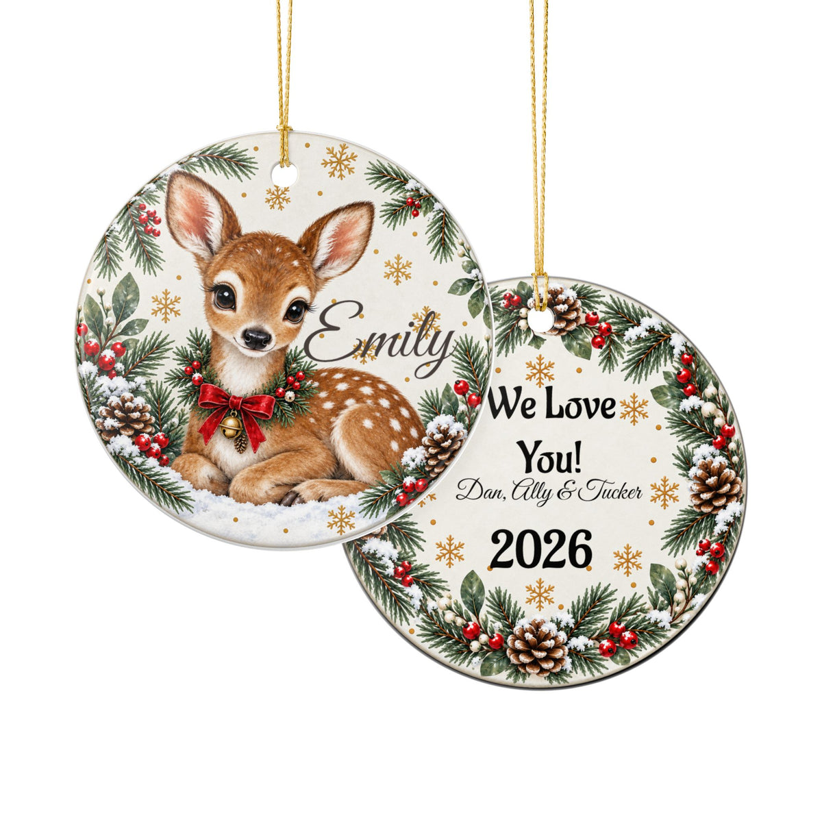 Personalized Fawn Hunter Ornament, Custom Name 2026 Deer Christmas Keepsake, Hunter Gift