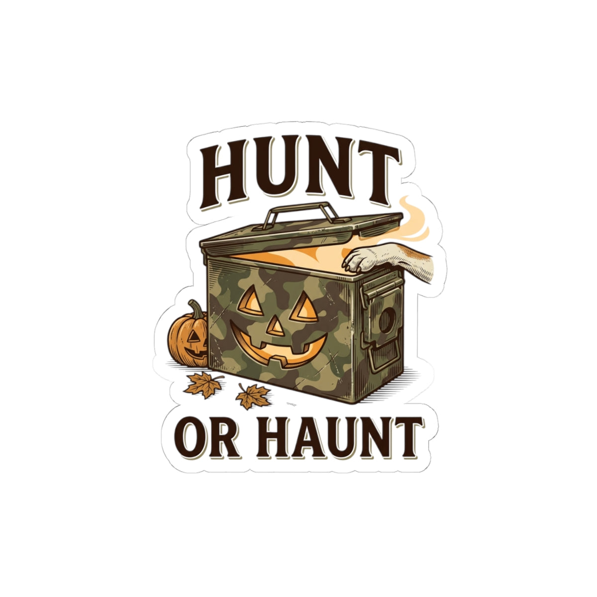 Hunt or Haunt Camo Ammo Can Halloween Sticker | Spooky Hunting Sticker