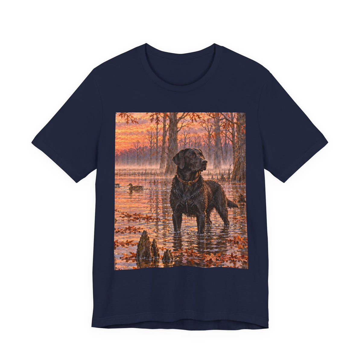 Sunset Bay Labrador Tee — Black Lab Dog Sunset Shirt