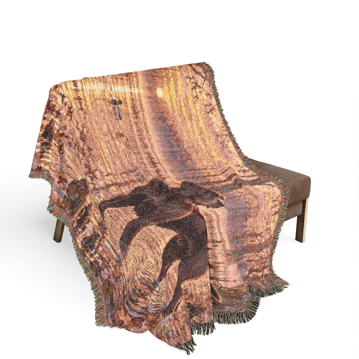Sunset Marsh Woven Blanket — Chocolate Lab Lakeside Throw