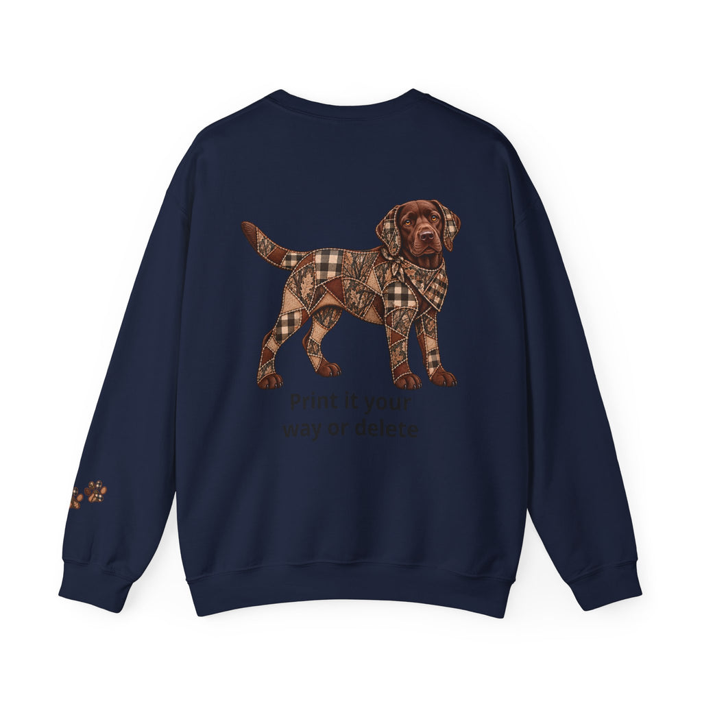Faux Patchwork Chocolate Lab Shirt, Full Body Labrador Hunting Long Sleeve, Arkansas Hunter Gift
