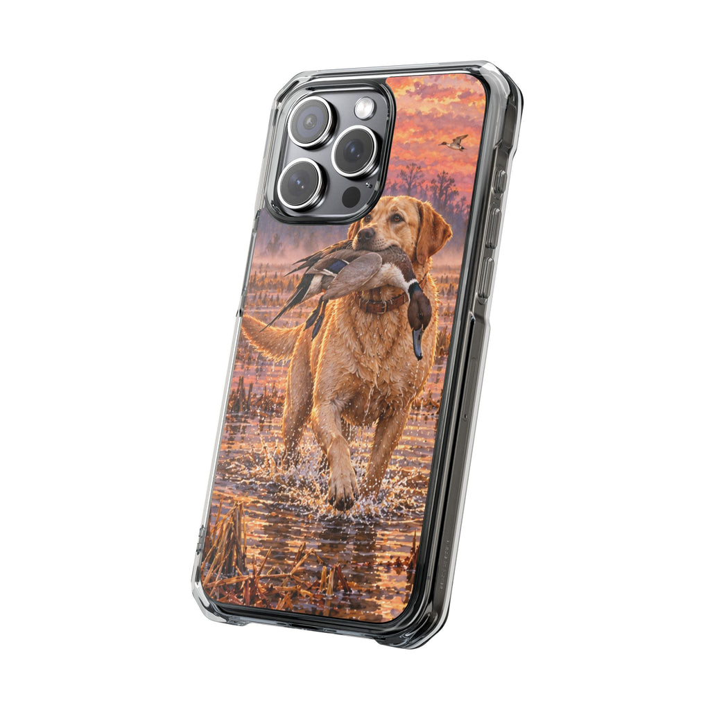 Clear Magnetic Phone Case — Lab with Duck swamp